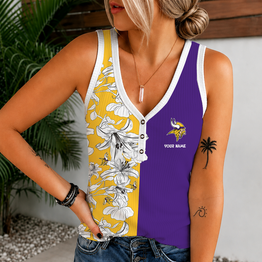 [TOUCHDOWN DEAL] NEW CUSTOMIZED NFL05 MVK MINNESOTA VIKINGS WOMEN'S V-NECK TANK TOP