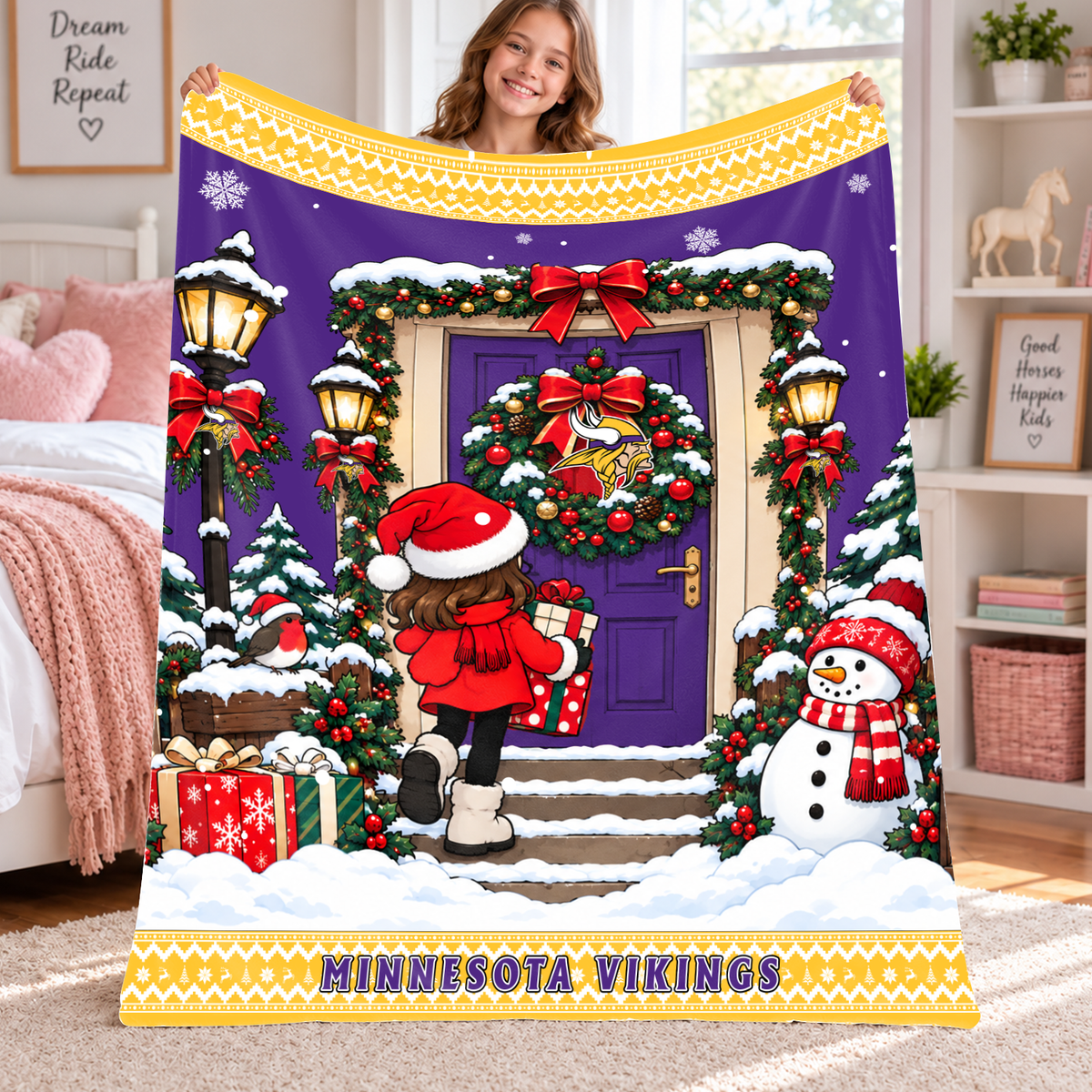 [TOUCHDOWN DEAL] NEW CUSTOMIZED NFL05 MVK THE VIKINGS FLEECE BLANKET