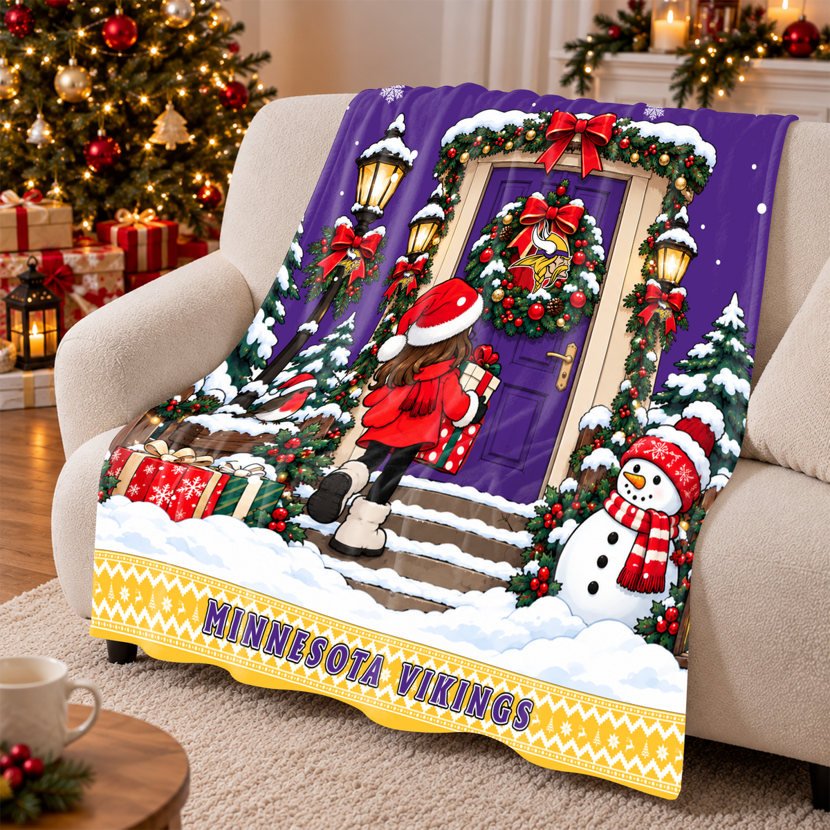 [TOUCHDOWN DEAL] NEW CUSTOMIZED NFL05 MVK THE VIKINGS FLEECE BLANKET
