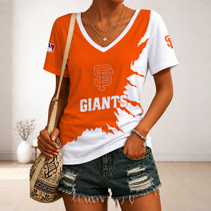 [HOMERUN DEAL] NEW CUSTOMIZED MLB06 SFG SAN FRANCISCO GIANTS V-NECK FEMALE SHIRT