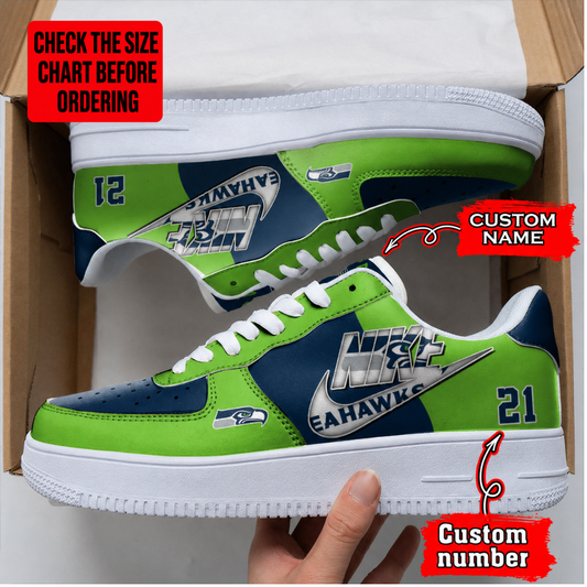 [TOUCHDOWN DEAL] NEW CUSTOMIZED NFL06 SSH SEATTLE SEAHAWKS AF1 SHOES