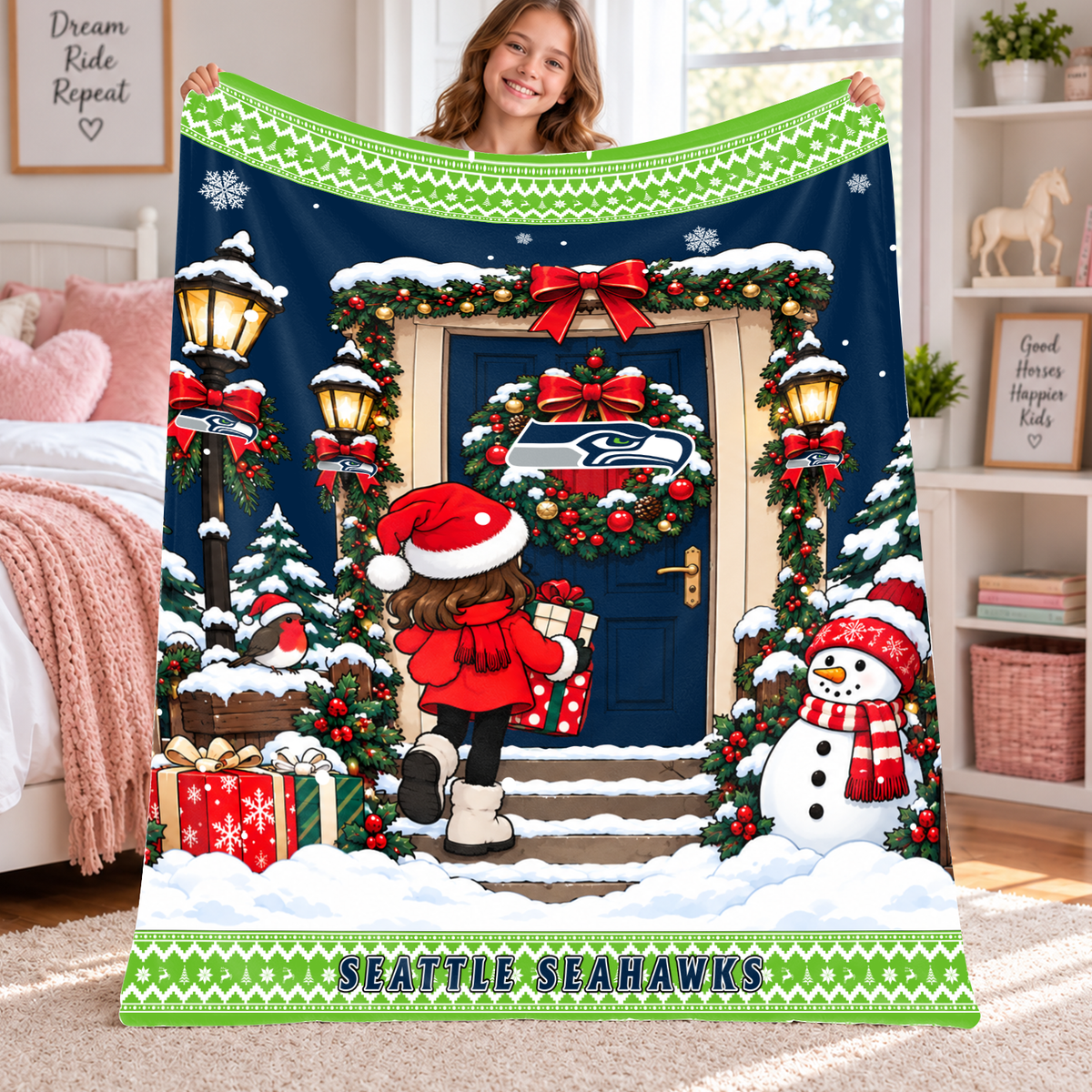 [TOUCHDOWN DEAL] NEW CUSTOMIZED NFL06 SSH THE SEAHAWKS FLEECE BLANKET