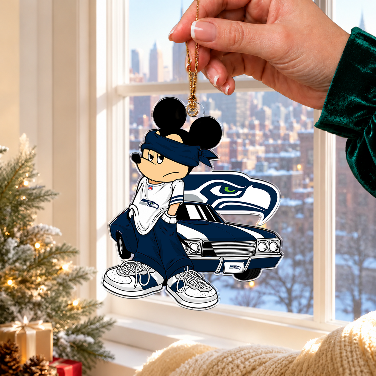 [TOUCHDOWN DEAL] NEW CUSTOMIZED NFL06 SSH SEATTLE SEAHAWKS CHRISTMAS ACRYLIC ORNAMENT