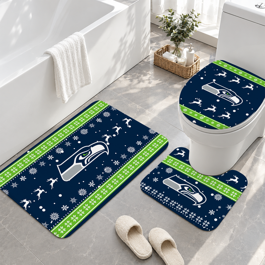 [TOUCHDOWN DEAL] NEW CUSTOMIZED NFL06 SSH SEATTLE SEAHAWKS 3-PIECE BATHROOM RUG SET