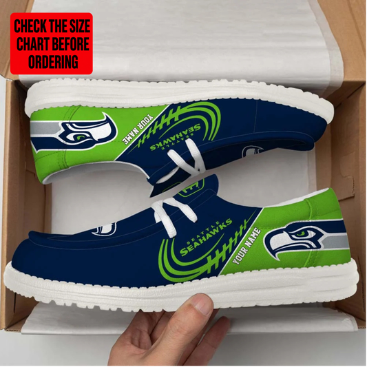 [TOUCHDOWN DEAL] NEW CUSTOMIZED NFL06 SSH SEATTLE SEAHAWKS LOAFER SHOES