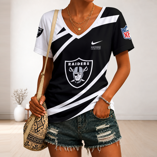 [TOUCHDOWN DEAL] NEW CUSTOMIZED NFL07 LVR LAS VEGAS RAIDERS V-NECK FEMALE SHIRT