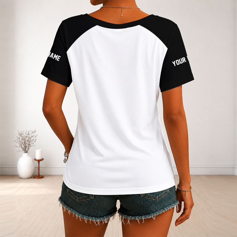 [TOUCHDOWN DEAL] NEW CUSTOMIZED NFL07 LVR LAS VEGAS RAIDERS V-NECK FEMALE SHIRT