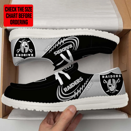 [TOUCHDOWN DEAL] NEW CUSTOMIZED NFL07 LVR LAS VEGAS RAIDERS LOAFER SHOES