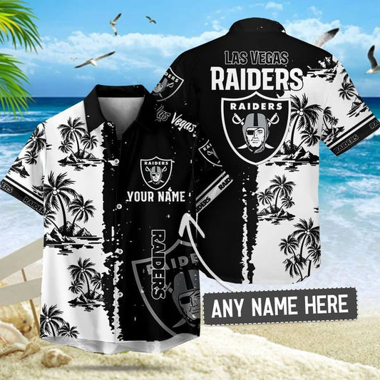 [TOUCHDOWN DEAL] NEW CUSTOMIZED NFL07 LVR LAS VEGAS RAIDERS UNISEX HAWAIIAN SHIRT & SHORTS SET