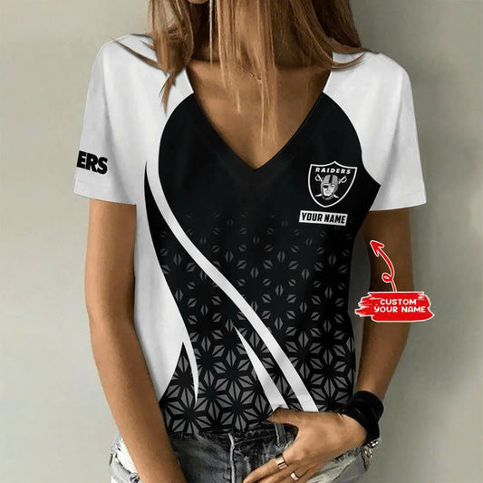 [TOUCHDOWN DEAL] NEW CUSTOMIZED NFL07 LVR LAS VEGAS RAIDERS V-NECK FEMALE SHIRT