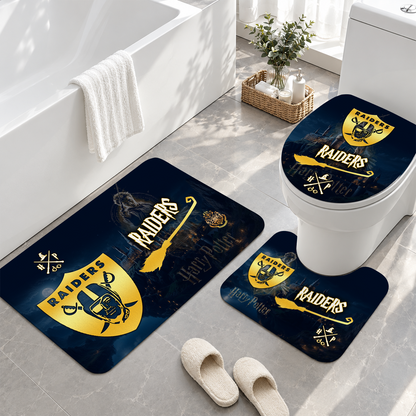 [TOUCHDOWN DEAL] NEW CUSTOMIZED NFL07 LVR LAS VEGAS RAIDERS 3-PIECE BATHROOM RUG SET