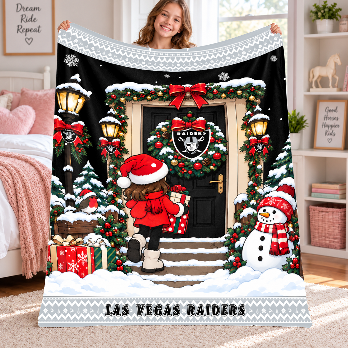 [TOUCHDOWN DEAL] NEW CUSTOMIZED NFL07 LVR THE RAIDERS FLEECE BLANKET