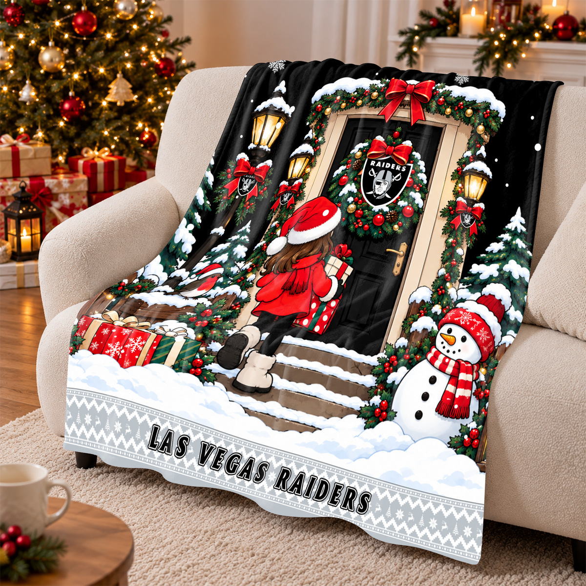 [TOUCHDOWN DEAL] NEW CUSTOMIZED NFL07 LVR THE RAIDERS FLEECE BLANKET