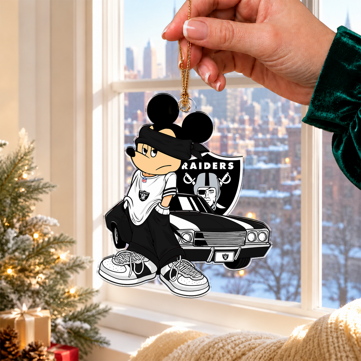 [TOUCHDOWN DEAL] NEW CUSTOMIZED NFL07 LVR LAS VEGAS RAIDERS CHRISTMAS ACRYLIC ORNAMENT