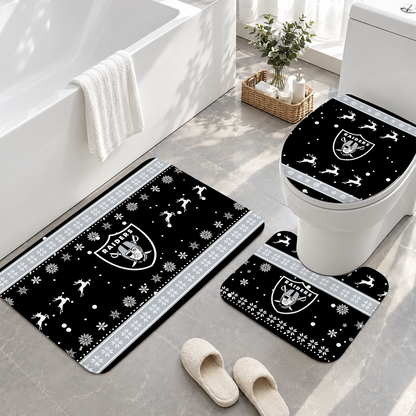 [TOUCHDOWN DEAL] NEW CUSTOMIZED NFL07 LVR LAS VEGAS RAIDERS 3-PIECE BATHROOM RUG SET