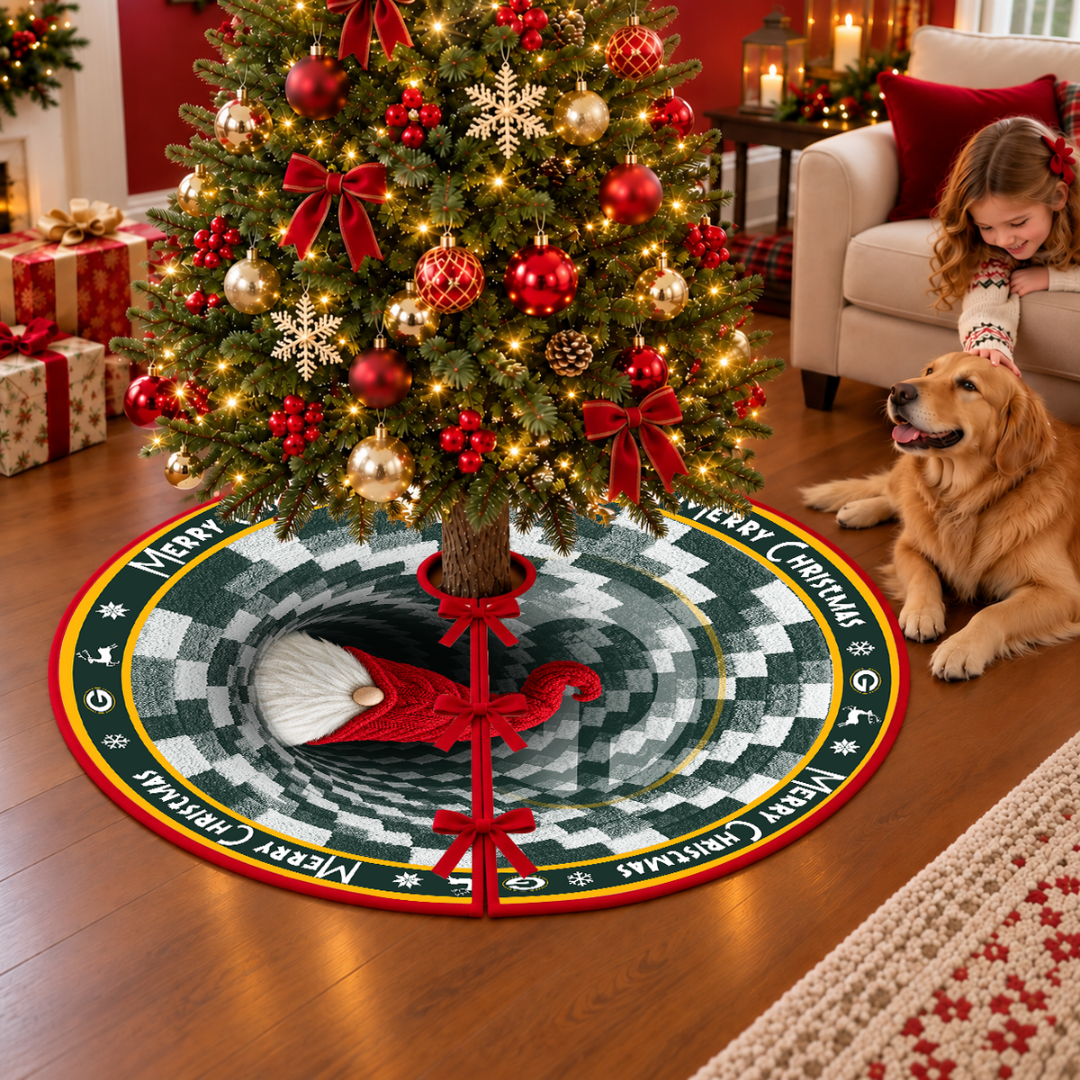 [TOUCHDOWN DEAL] NEW CUSTOMIZED NFL08 GBP THE PACKERS CHRISTMAS TREE SKIRT