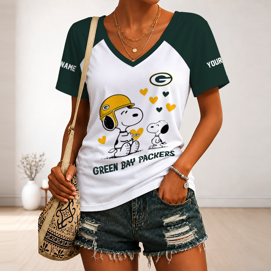 [TOUCHDOWN DEAL] NEW CUSTOMIZED NFL08 GBP GREEN BAY PACKERS V-NECK FEMALE SHIRT