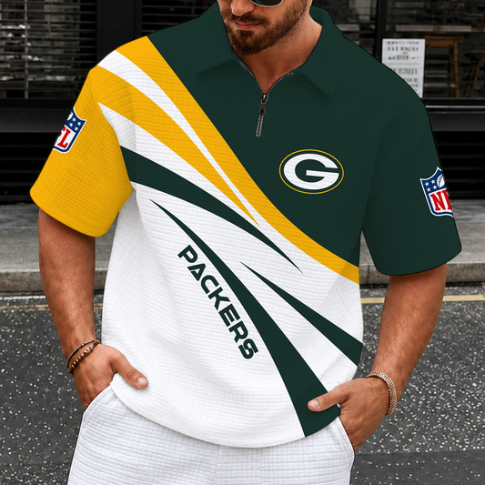 [TOUCHDOWN DEAL] NEW CUSTOMIZED NFL08 GBP GREEN BAY PACKERS QUARTER-ZIP POLO SHIRT