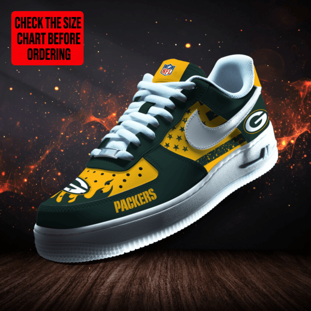 [TOUCHDOWN DEAL] NEW CUSTOMIZED NFL08 GBP GREEN BAY PACKERS AF1 SNEAKERS