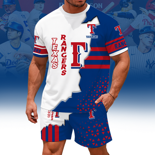 [HOMERUN DEAL] NEW CUSTOMIZED MLB08 TRS TEXAS RANGERS UNISEX T-SHIRT & SHORTS SET