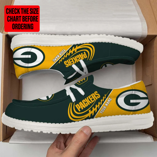 [TOUCHDOWN DEAL] NEW CUSTOMIZED NFL08 GBP GREEN BAY PACKERS LOAFER SHOES