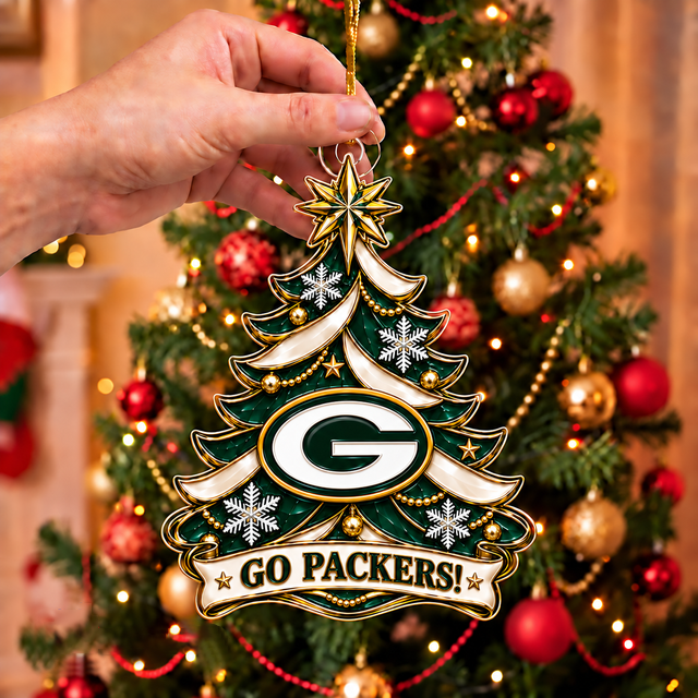 [TOUCHDOWN DEAL] NEW CUSTOMIZED NFL08 GBP GREEN BAY PACKERS CHRISTMAS ACRYLIC ORNAMENT
