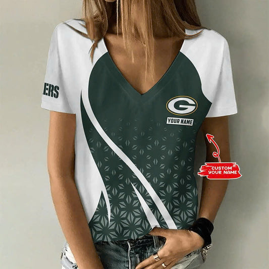 [TOUCHDOWN DEAL] NEW CUSTOMIZED NFL08 GBP GREEN BAY PACKERS V-NECK FEMALE SHIRT