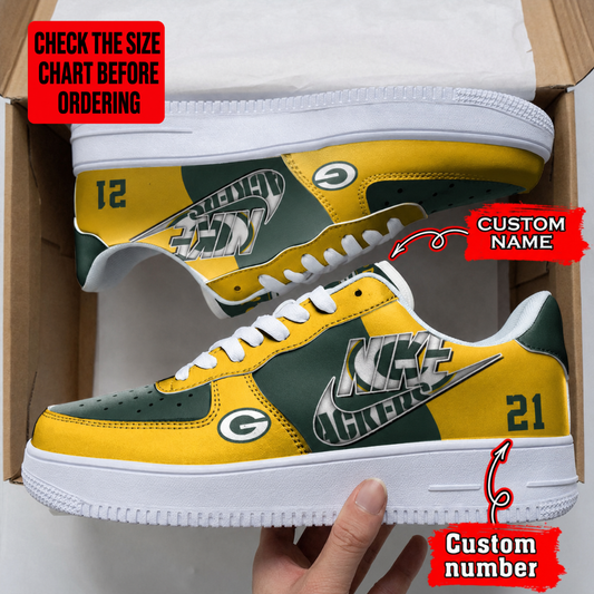 [TOUCHDOWN DEAL] NEW CUSTOMIZED NFL08 GBP GREEN BAY PACKERS AF1 SHOES