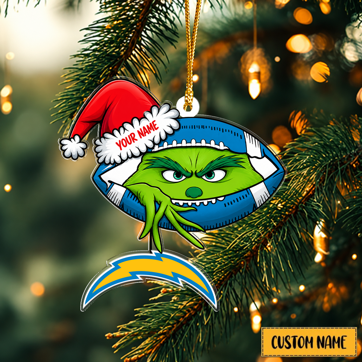 [TOUCHDOWN DEAL] NEW CUSTOMIZED NFL09 LAC LOS ANGELES CHARGERS CHRISTMAS ACRYLIC ORNAMENT