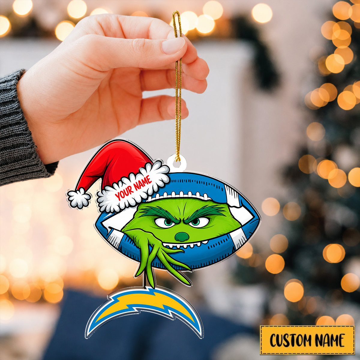 [TOUCHDOWN DEAL] NEW CUSTOMIZED NFL09 LAC LOS ANGELES CHARGERS CHRISTMAS ACRYLIC ORNAMENT