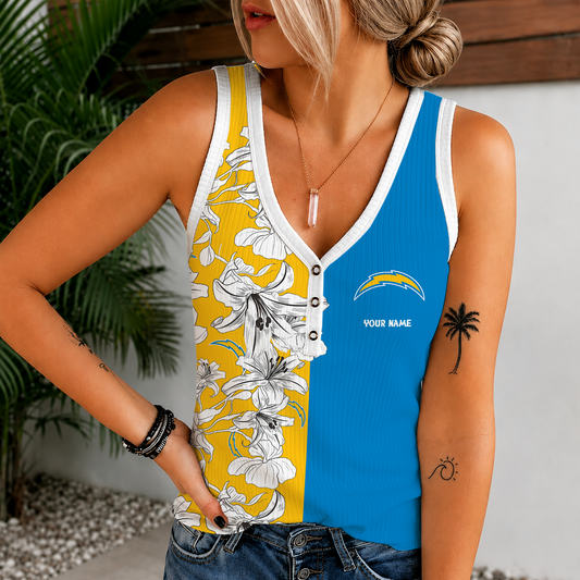 [TOUCHDOWN DEAL] NEW CUSTOMIZED NFL09 LAC LOS ANGELES CHARGERS WOMEN'S V-NECK TANK TOP