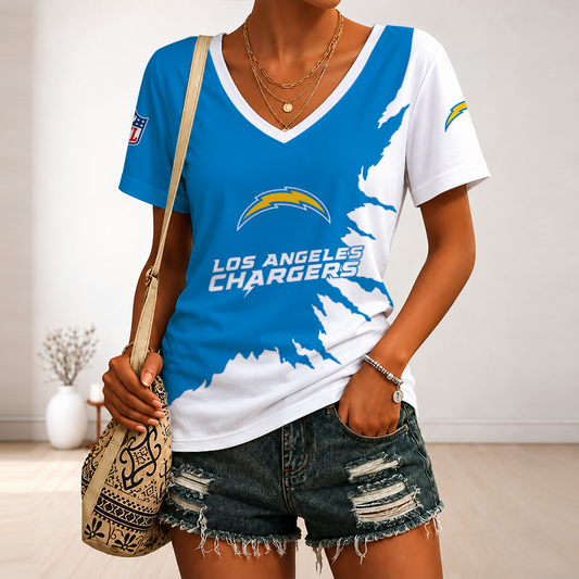 [TOUCHDOWN DEAL] NEW CUSTOMIZED NFL09 LAC LOS ANGELES CHARGERS V-NECK FEMALE SHIRT