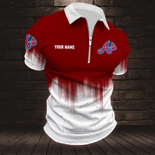 [HOMERUN DEAL] NEW CUSTOMIZED MLB09 ABS ATLANTA BRAVES ZIP POLO SHIRT