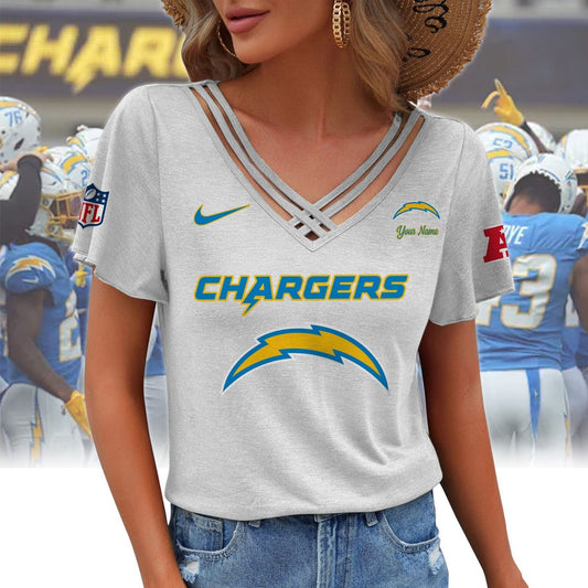 [TOUCHDOWN DEAL] NEW CUSTOMIZED NFL09 LAC LOS ANGELES CHARGERS V-NECK SHIRT