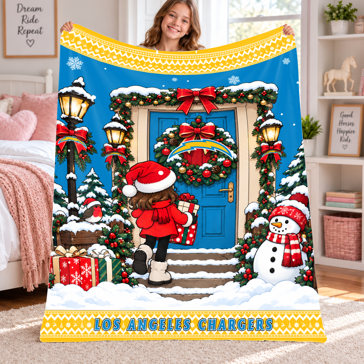 [TOUCHDOWN DEAL] NEW CUSTOMIZED NFL09 LAC THE CHARGERS FLEECE BLANKET
