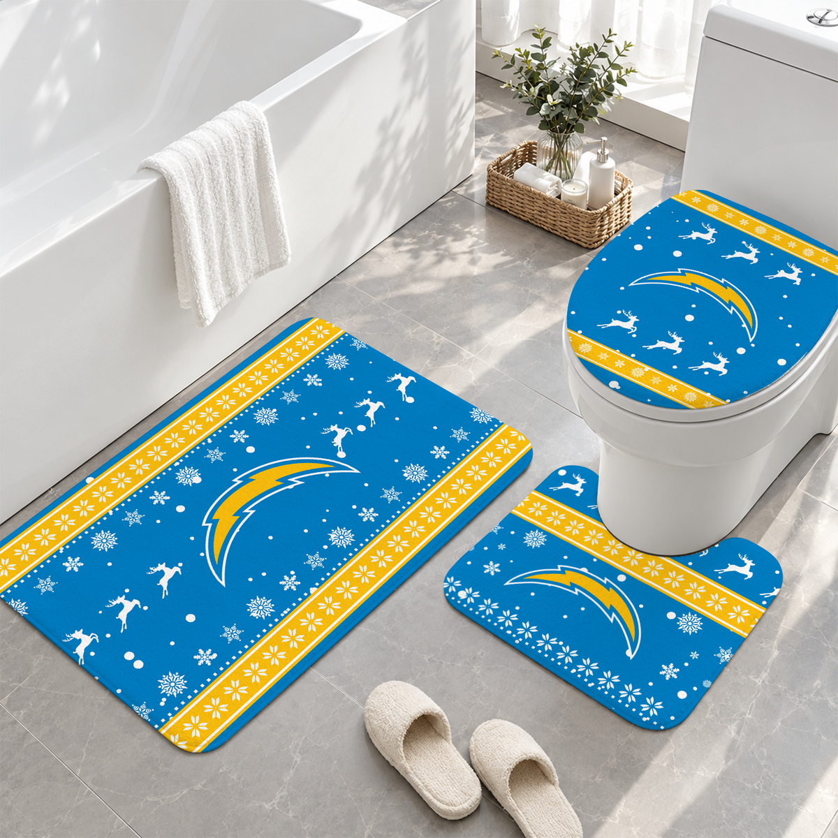 [TOUCHDOWN DEAL] NEW CUSTOMIZED NFL09 LAC LOS ANGELES CHARGERS 3-PIECE BATHROOM RUG SET