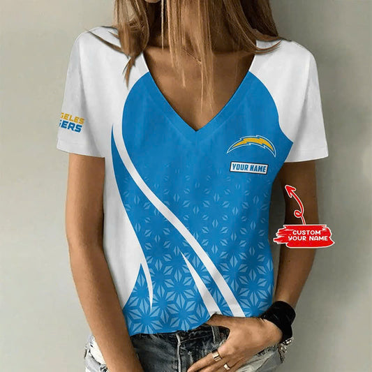 [TOUCHDOWN DEAL] NEW CUSTOMIZED NFL09 LAC LOS ANGELES CHARGERS V-NECK FEMALE SHIRT