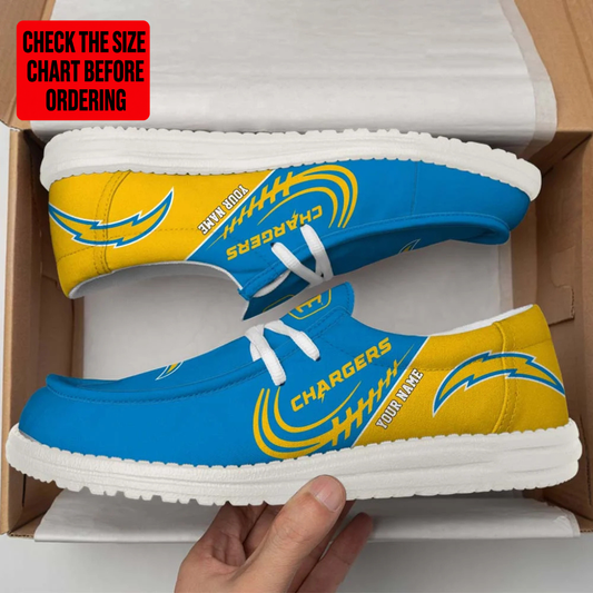 [TOUCHDOWN DEAL] NEW CUSTOMIZED NFL09 LAC LOS ANGELES CHARGERS LOAFER SHOES