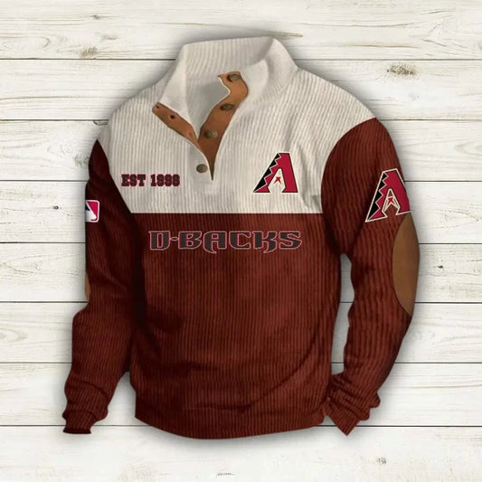 [HOMERUN DEAL] NEW CUSTOMIZED MLB07 ADS ARIZONA DIAMONDBACKS BUTTON SWEATSHIRTS STAND COLLAR