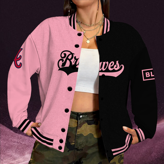 [HOMERUN DEAL] NEW CUSTOMIZED MLB09 ABS ATLANTA BRAVES SATIN VARSITY & BASEBALL JACKET