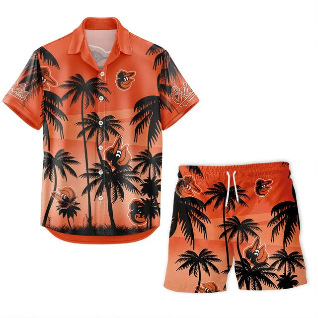 [HOMERUN DEAL] NEW CUSTOMIZED MLB25 BOS BALTIMORE ORIOLES UNISEX HAWAIIAN SHIRT & SHORTS SET