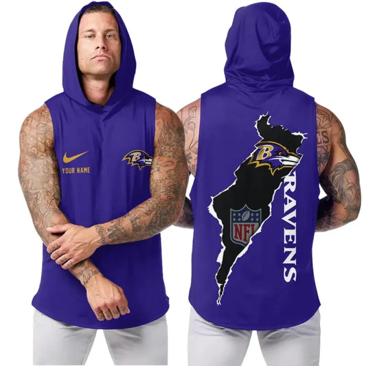 [TOUCHDOWN DEAL] NEW CUSTOMIZED NFL28 BTR BALTIMORE RAVENS HOODED TANK TOP