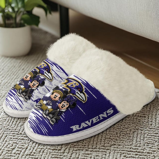 [TOUCHDOWN DEAL] NEW CUSTOMIZED NFL28 BTR BALTIMORE RAVENS COTTON SLIPPERS