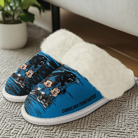 [TOUCHDOWN DEAL] NEW CUSTOMIZED NFL23 CLP CAROLINA PANTHERS COTTON SLIPPERS