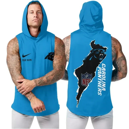 [TOUCHDOWN DEAL] NEW CUSTOMIZED NFL23 CLP CAROLINA PANTHERS HOODED TANK TOP