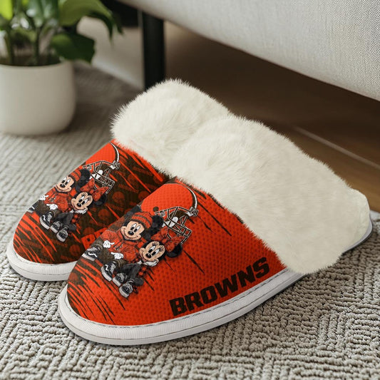 [TOUCHDOWN DEAL] NEW CUSTOMIZED NFL29 CLB CLEVELAND BROWNS COTTON SLIPPERS