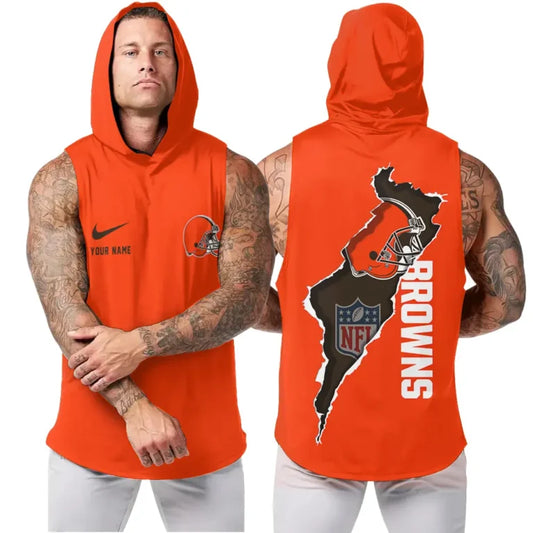 [TOUCHDOWN DEAL] NEW CUSTOMIZED NFL29 CLB CLEVELAND BROWNS HOODED TANK TOP