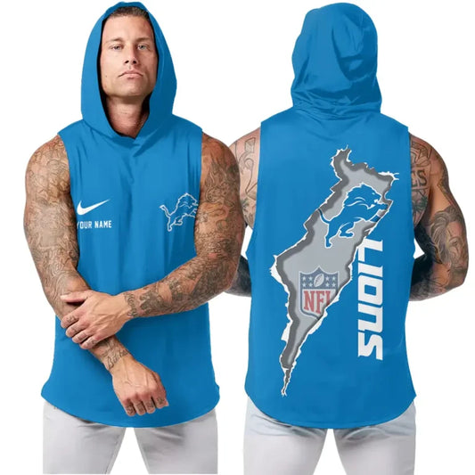[TOUCHDOWN DEAL] NEW CUSTOMIZED NFL04 DTL DETROIT LIONS HOODED TANK TOP