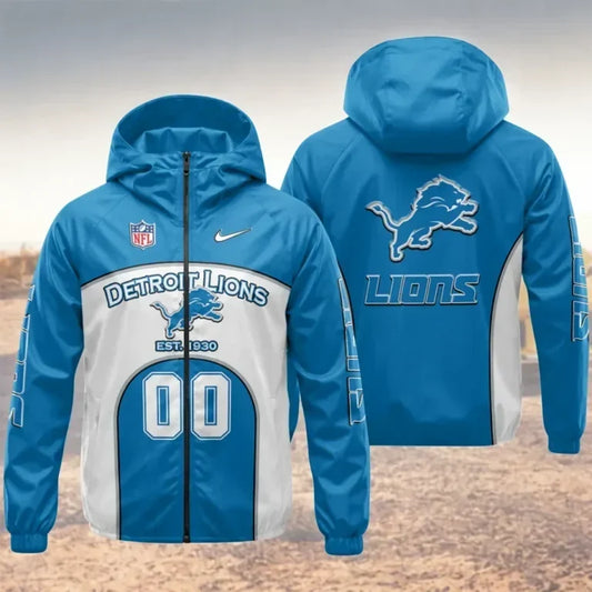 [TOUCHDOWN DEAL] NEW CUSTOMIZED NFL04 DTL DETROIT LIONS WINDBREAKER JACKET