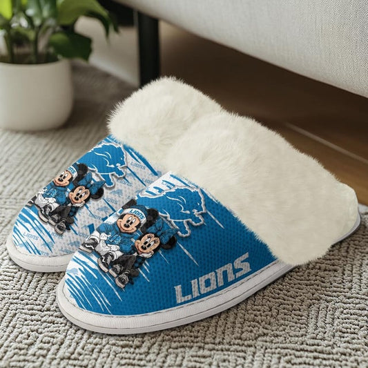 [TOUCHDOWN DEAL] NEW CUSTOMIZED NFL04 DTL DETROIT LIONS COTTON SLIPPERS